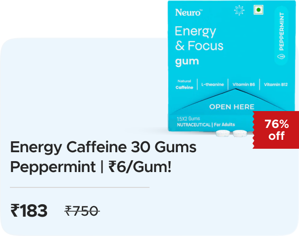 NeuroGum: Buy Energy Caffeine 30 Gums - Peppermint| Rs6/Gum!